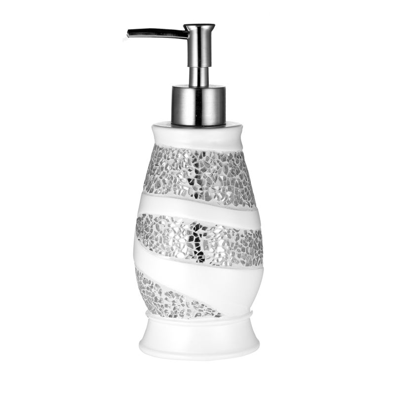 Popular Bath Sinatra White Soap Dispenser/Lotion Pump Classic Luxury Lotion Pump Contemporary Decor White color for bathroom with this Unique Design Stylish Decor Bling Mosaic - Image 1